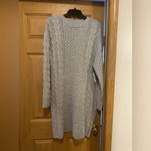 Time and Tru Light Gray Cable Knit Sweater Dress